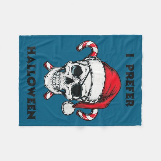 Funny Christmas Skeleton I Prefer Halloween  Fleece Deken (Voorkant (Horizontaal))