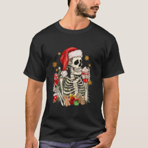 Funny Christmas Skeleton Ice Cream Feestelijk West T-shirt