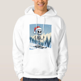 Funny Christmas Skeleton on Skis  Hoodie