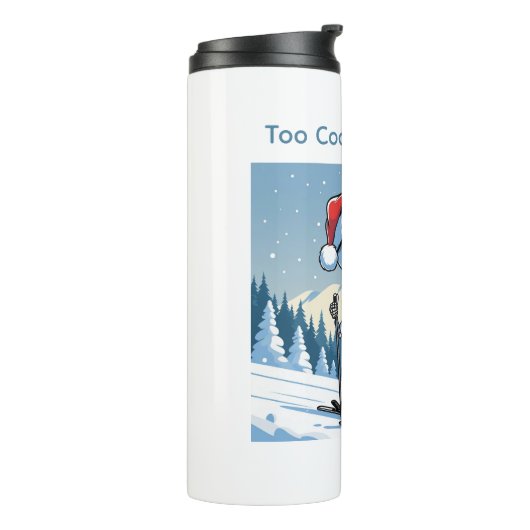 Funny Christmas Skeleton on Skis Thermosbeker (Gedraaid links)