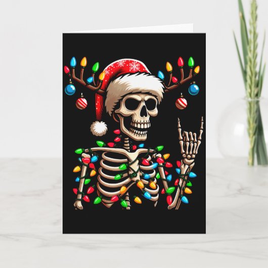 Funny Christmas Skeleton Santa Hat Xmas Vibes For Kaart (Voorkant)