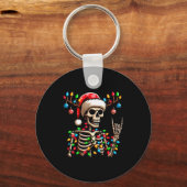 Funny Christmas Skeleton Santa Hat Xmas Vibes For Sleutelhanger (Voorkant)