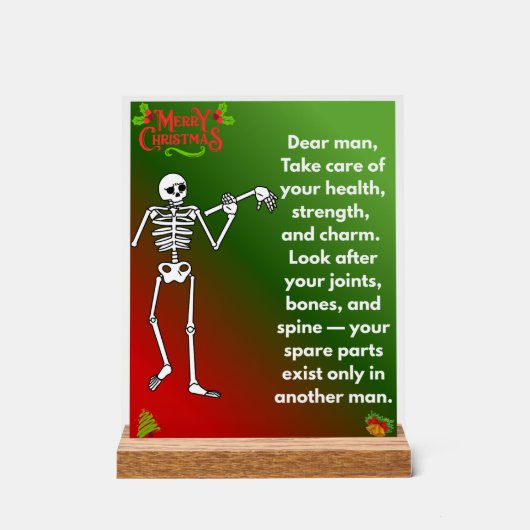 Funny Christmas Skeleton Wishes for man Acryl Bord (Voorkant)