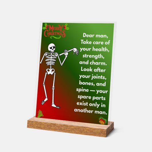 Funny Christmas Skeleton Wishes for man Acryl Bord (Hoek)