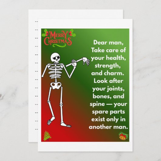 Funny Christmas Skeleton Wishes for man Feestdagenkaart (Voorkant / Achterkant)