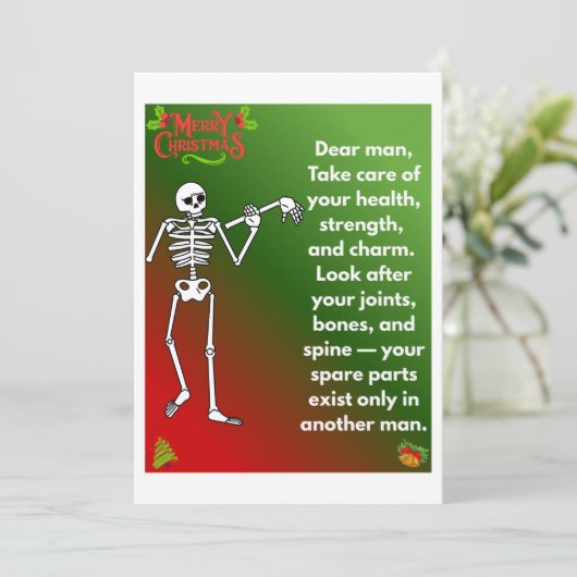 Funny Christmas Skeleton Wishes for man Feestdagenkaart (Staand voorkant)