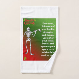 Funny Christmas Skeleton Wishes for man Handdoek