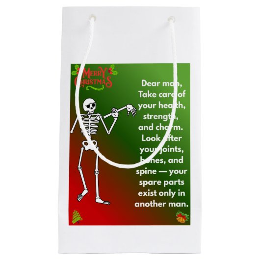 Funny Christmas Skeleton Wishes for man Klein Cadeauzakje (Voorkant)