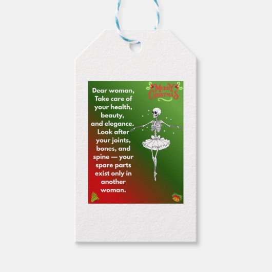 Funny Christmas Skeleton Wishes for woman Cadeaulabel (Voorkant)