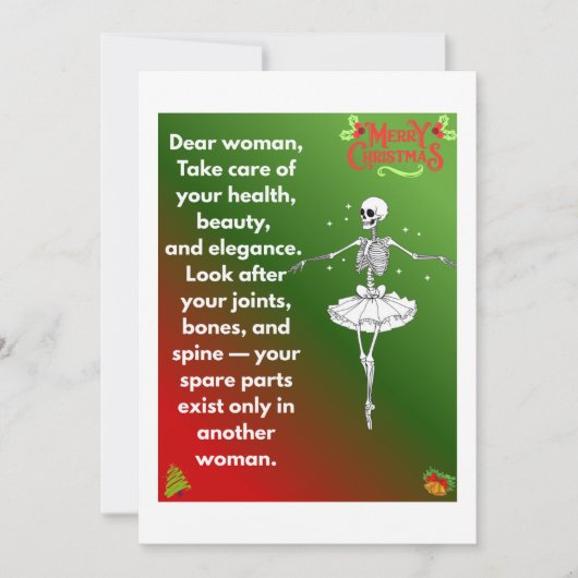 Funny Christmas Skeleton Wishes for woman Feestdagenkaart (Voorkant)