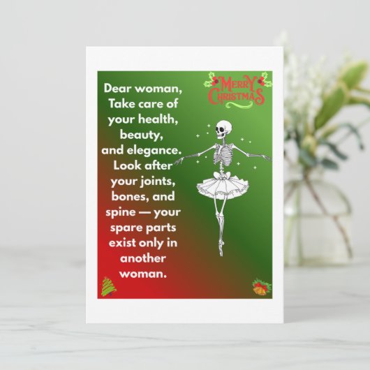 Funny Christmas Skeleton Wishes for woman Feestdagenkaart (Staand voorkant)