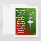 Funny Christmas Skeleton Wishes for woman Holiday Feestdagenkaart (Voorkant / Achterkant)