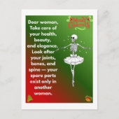 Funny Christmas Skeleton Wishes for woman Holiday  Feestdagenkaart (Voorkant)
