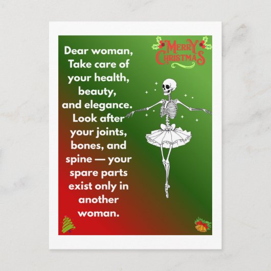 Funny Christmas Skeleton Wishes for woman Holiday Feestdagenkaart (Voorkant)