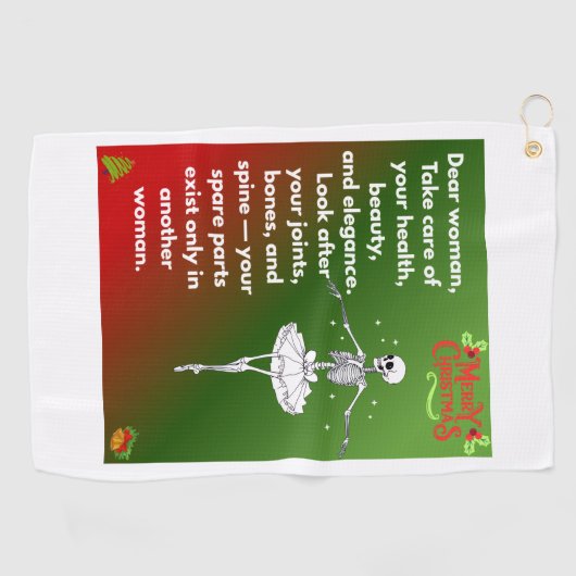 Funny Christmas Skeleton Wishes for woman Holiday  Golfhanddoek (Horizontaal)