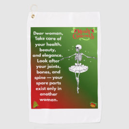 Funny Christmas Skeleton Wishes for woman Holiday  Golfhanddoek