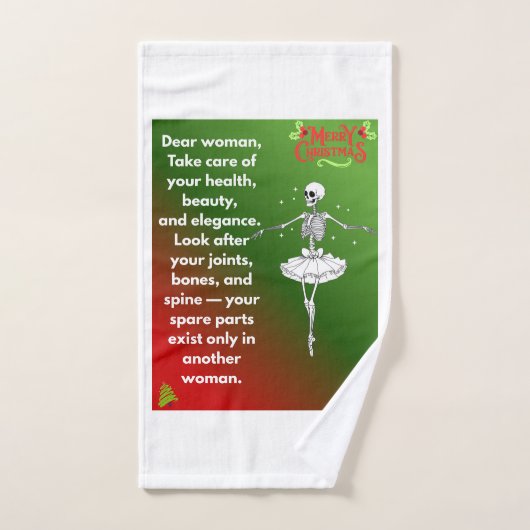 Funny Christmas Skeleton Wishes for woman Holiday  Handdoek (Handdoek)