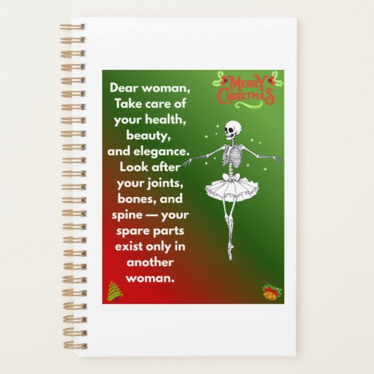 Funny Christmas Skeleton Wishes for woman Holiday  Planner (Voorkant)