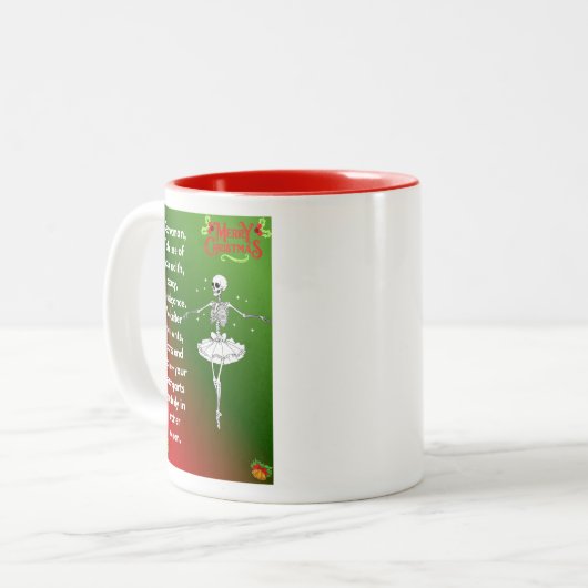 Funny Christmas Skeleton Wishes for woman Holiday  Tweekleurige Koffiemok (Voorkant links)