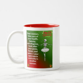 Funny Christmas Skeleton Wishes for woman Holiday  Tweekleurige Koffiemok