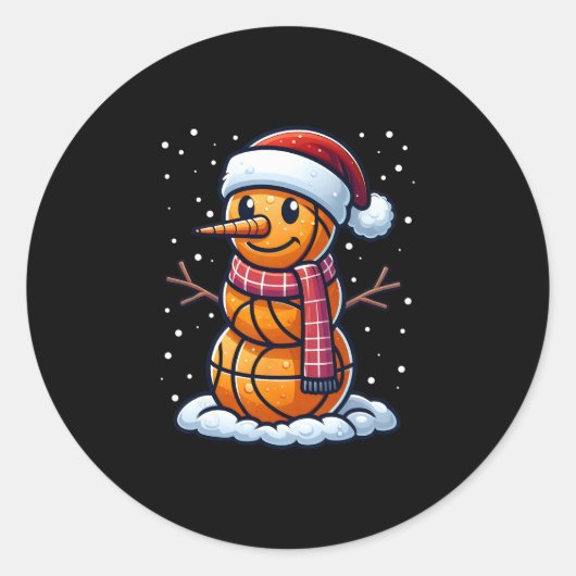 Funny Christmas Sketll Snowman Santa Sketll Boys M Ronde Sticker (Voorkant)