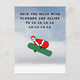 Funny Christmas Snowboarden Briefkaart