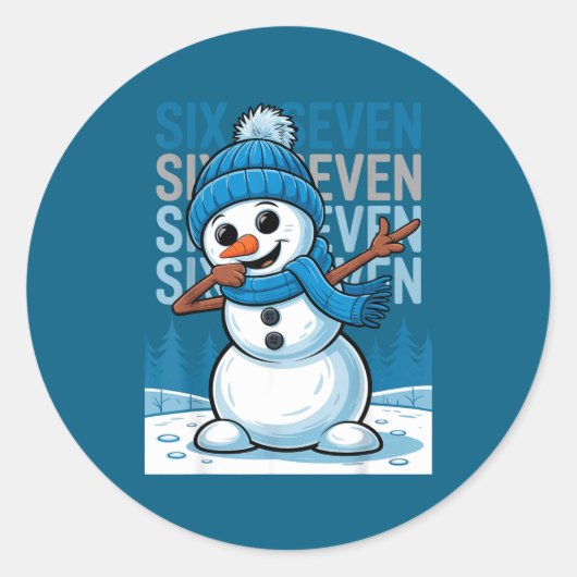 Funny Christmas Snowman Dabbing Xmas Dab Six Seven Ronde Sticker (Voorkant)