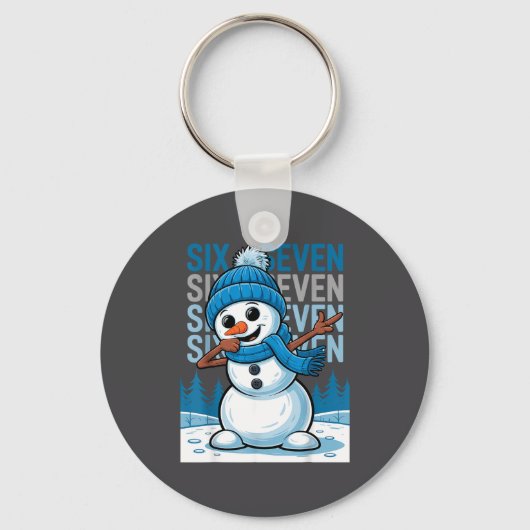 Funny Christmas Snowman Dabbing Xmas Dab Six Seven Sleutelhanger (Voorkant)