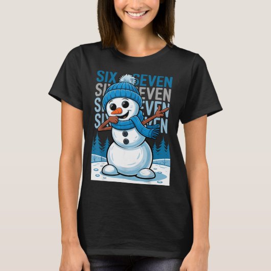 Funny Christmas Snowman Dabbing Xmas Dab Six Seven T-shirt (Voorkant)