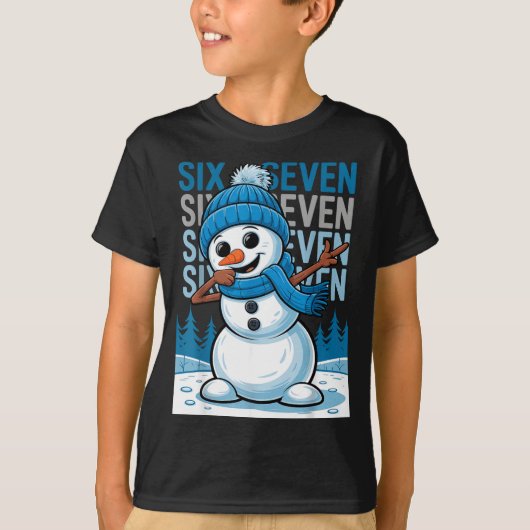 Funny Christmas Snowman Dabbing Xmas Dab Six Seven T-shirt (Voorkant)