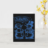 Funny Christmas Snowman Do You Smell Carrots  Kaart (Gele Bloem)