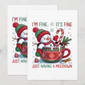 Funny Christmas Snowman  Feestdagenkaart (Voorkant / Achterkant)