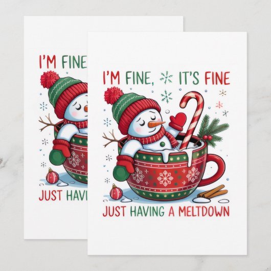 Funny Christmas Snowman  Feestdagenkaart (Voorkant / Achterkant)