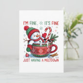 Funny Christmas Snowman Feestdagenkaart (Staand voorkant)