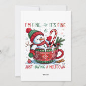 Funny Christmas Snowman Feestdagenkaart (Achterkant)