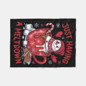 Funny Christmas Snowman Hot Chocolate Just Having Fleece Deken (Voorkant (Horizontaal))