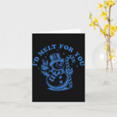 Funny Christmas Snowman I'd Melt For You  Kaart (Gele Bloem)