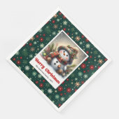 Funny Christmas Snowman Napkins Editable Kids Styl Servet (Hoek)