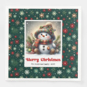 Funny Christmas Snowman Napkins Editable Kids Styl Servet (Voorkant)