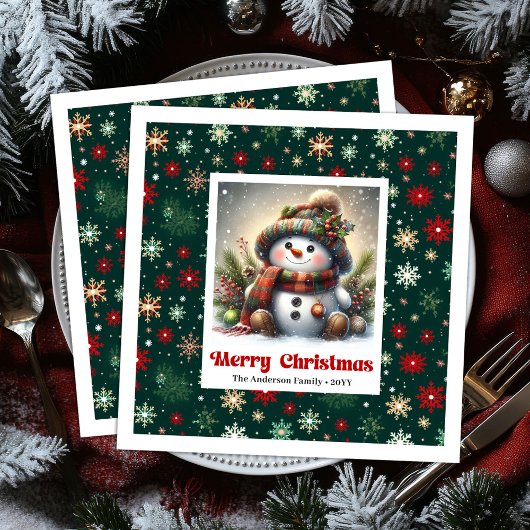 Funny Christmas Snowman Napkins Editable Kids Styl Servet