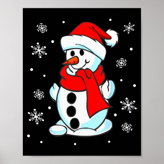 Funny Christmas Snowman Tee Cute Santa Men Women K Poster (Voorkant)