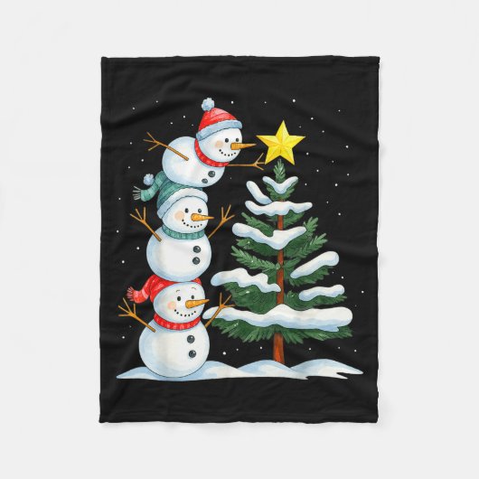 Funny Christmas Snowman Topper Tree Holiday Family Fleece Deken (Voorkant)