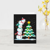 Funny Christmas Snowman Topper Tree Holiday Family Kaart (Gele Bloem)