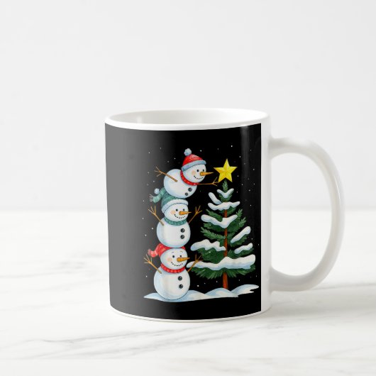 Funny Christmas Snowman Topper Tree Holiday Family Koffiemok (Rechts)