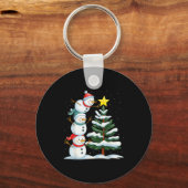 Funny Christmas Snowman Topper Tree Holiday Family Sleutelhanger (Voorkant)