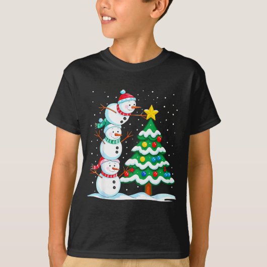Funny Christmas Snowman Topper Tree Holiday Family T-shirt (Voorkant)