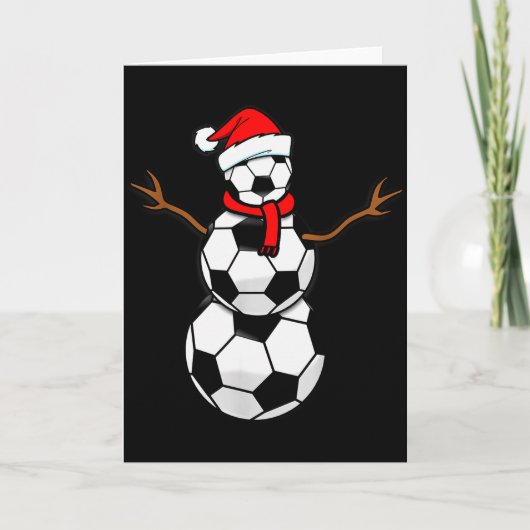 Funny Christmas Soccer Santa Snowman  Kaart (Voorkant)