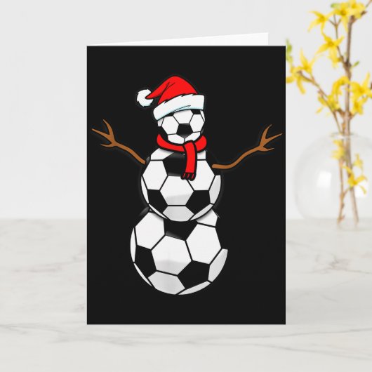 Funny Christmas Soccer Santa Snowman  Kaart (Gele Bloem)