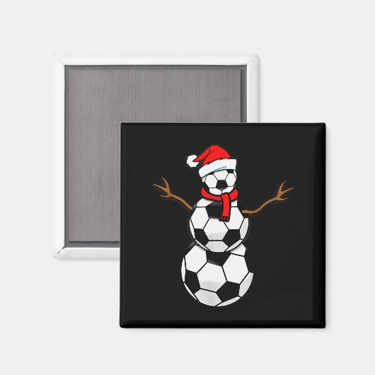 Funny Christmas Soccer Santa Snowman Magneet (Voorkant / Achterkant)