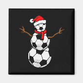 Funny Christmas Soccer Santa Snowman Magneet (Voorkant)